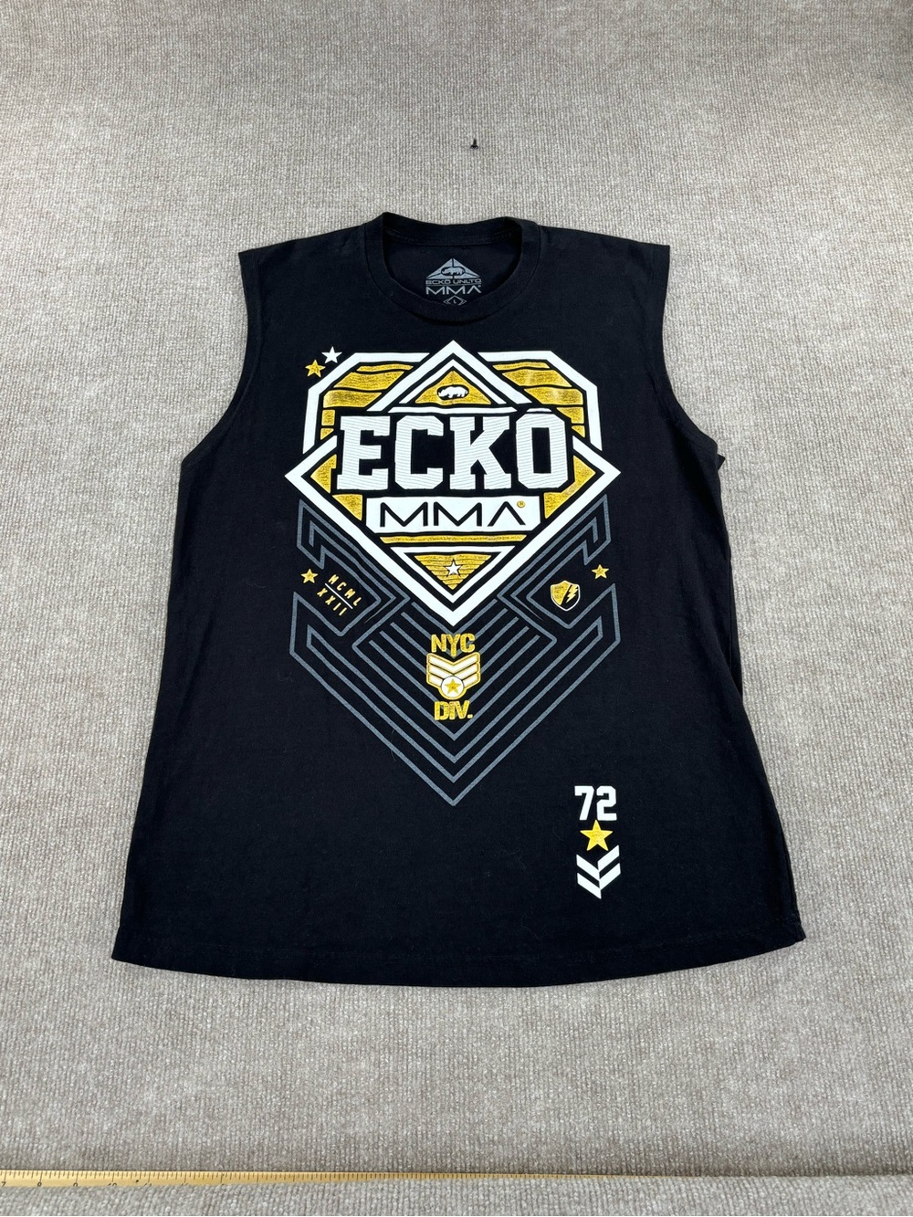 Echo Unltd MMA Mens Large Short Tan Too Cutoff Shirt Graphic Tee Black